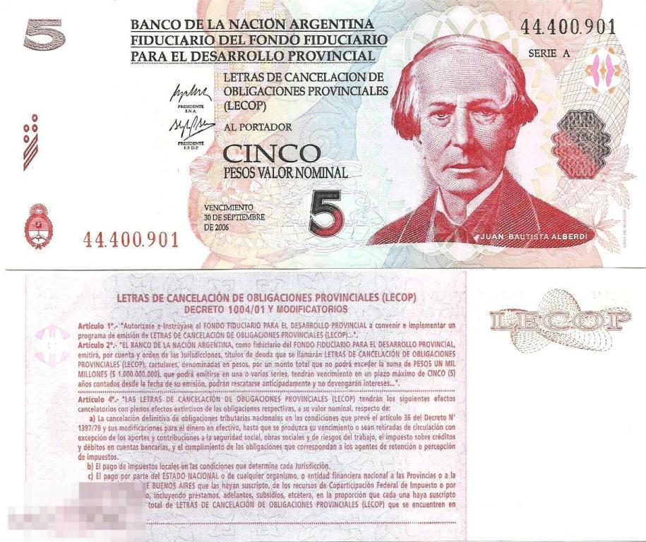 Аргентина - 5 Песо 2001 (2006) UNC