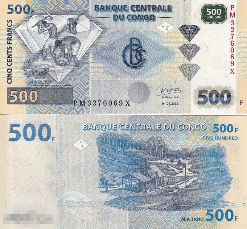 Конго 500 Франков 2022 UNC (go)