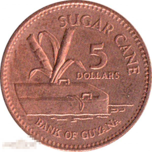 Гайана 5 Долларов 2018-19 UNC Мешок