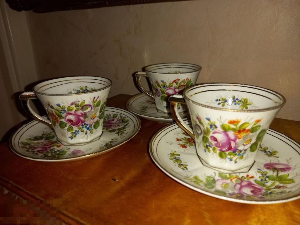 антикварные чайные пары старый ЛИМОЖ 19 век роспись