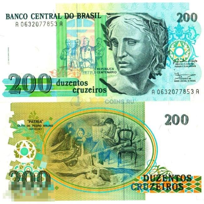 Бразилия 200 Крузейро 1990 UNC