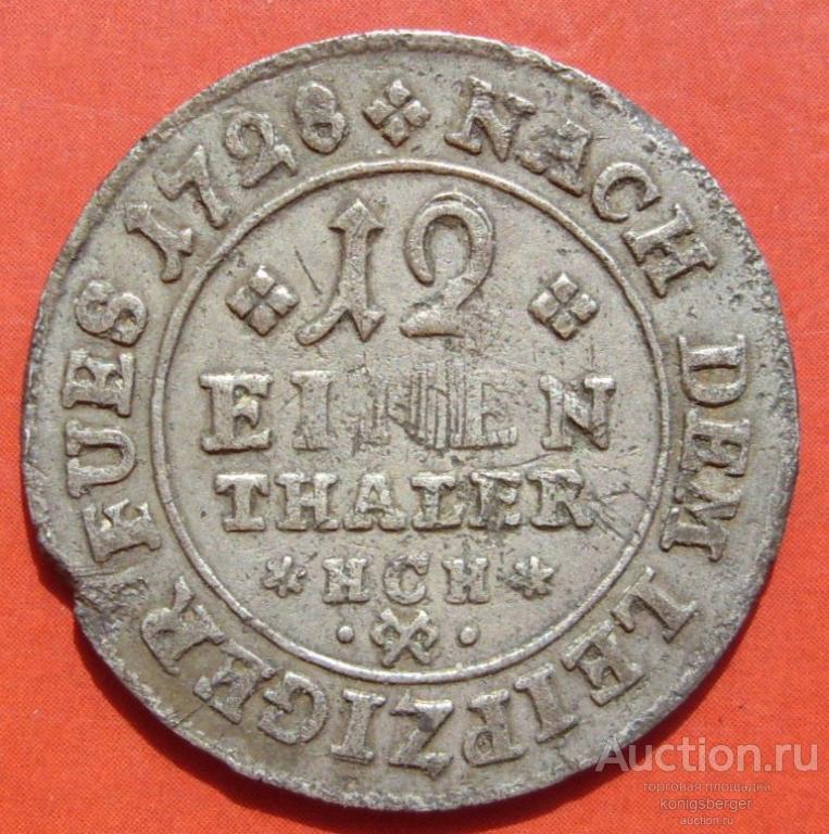 1⁄12 талера 1728 Брауншвейг-Вольфенбюттель Август Вильгельм. Серебро.