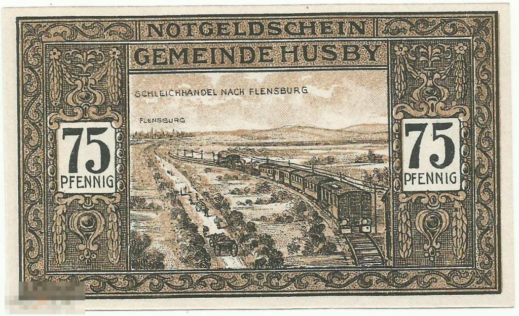 Нотгельд - 75 Пфеннигов 1921 Husby in Angeln Германия UNC