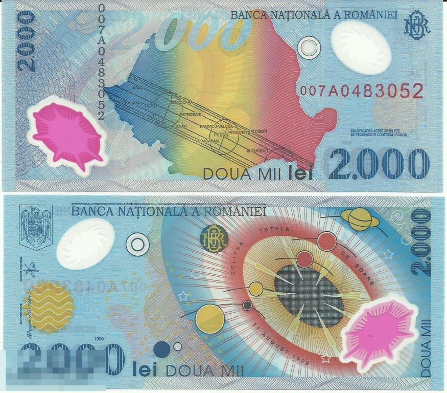 Румыния 2000 лей 1999 UNC (полимер)