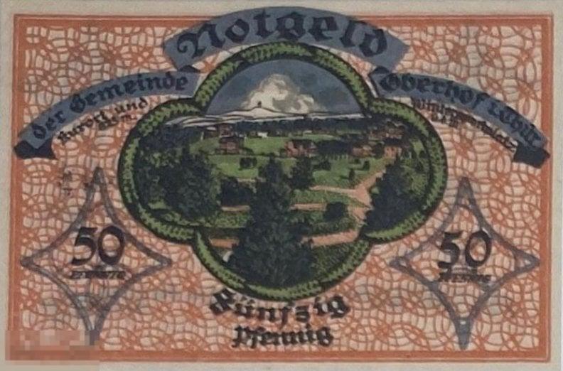 Нотгельд - 50 Пфеннигов 1921 Oberhof Германия UNC