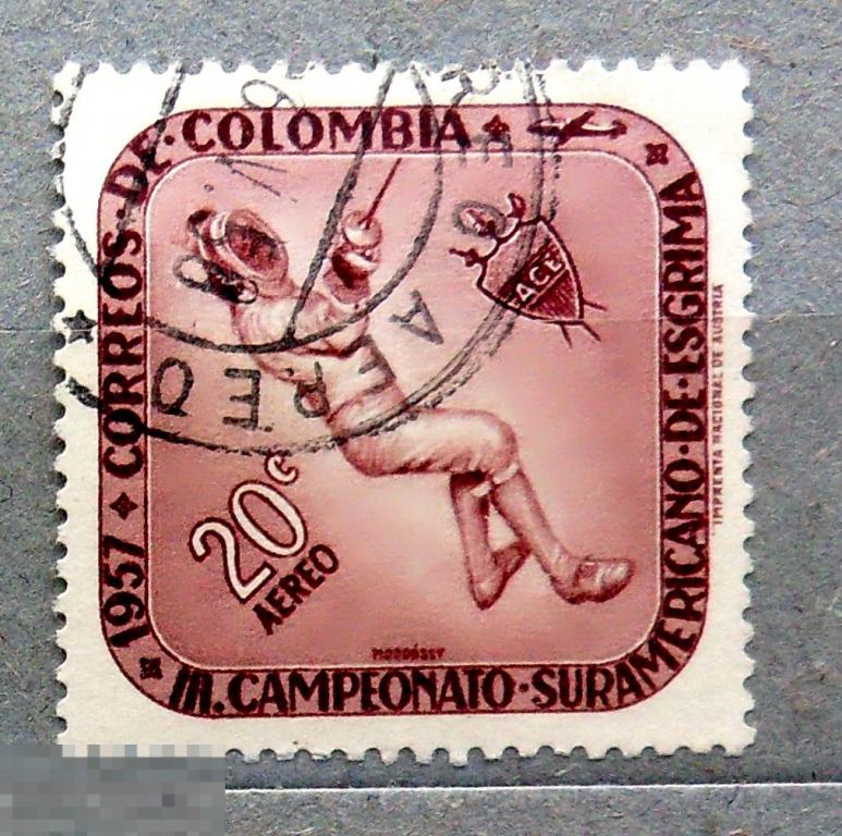 Колумбия 1957 фехтование  Спорт -- А7 стр24 -- марки