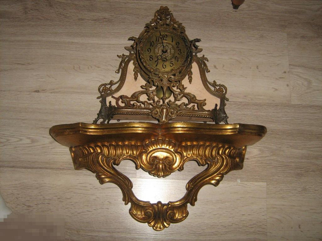 Часы каминные с подставкой антиквариат позолота