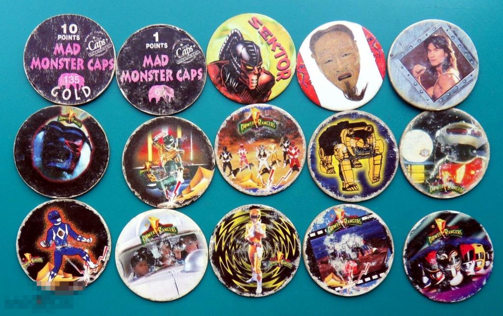 РАЗНЫЕ // Фишки кэпсы биты кепсы сотки pog caps - большой набор 15 штук