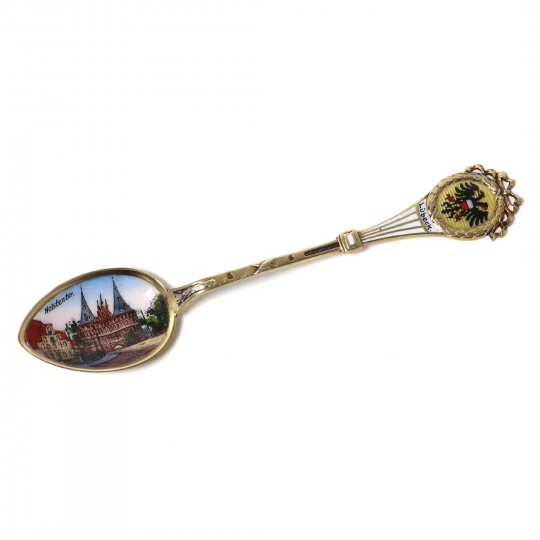 Серебряная сувенирная чайная ложка "Герб Любек"