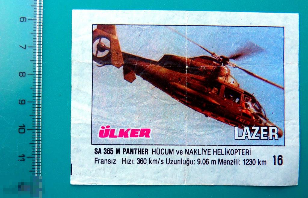 вкладыши ULKER LAZER большой №36 --- 1 штука --- cS (10) --- военная техника АВИАЦИЯ вертолет