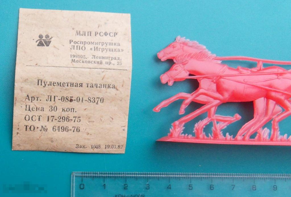 ПУЛЕМЕТНАЯ ТАЧАНКА с чеком ЛПО ИГРУШКА Первая конная всадники будённовцы солдатики СССР 1982
