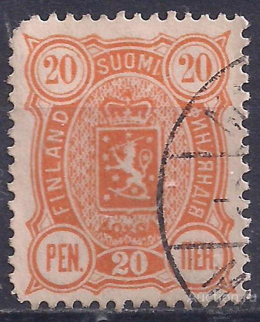 Россия, Великое княжество Финляндское, 1889-1892г, 20 пенни, гаш .(Ч-7).