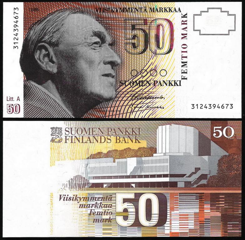 Финляндия 50 марок 1986 год. UNC