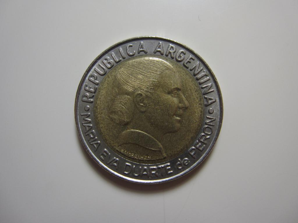 АРГЕНТИНА 1 песо 1997 Эвита Перон, 50 лет правам женщин на голосование UNC!