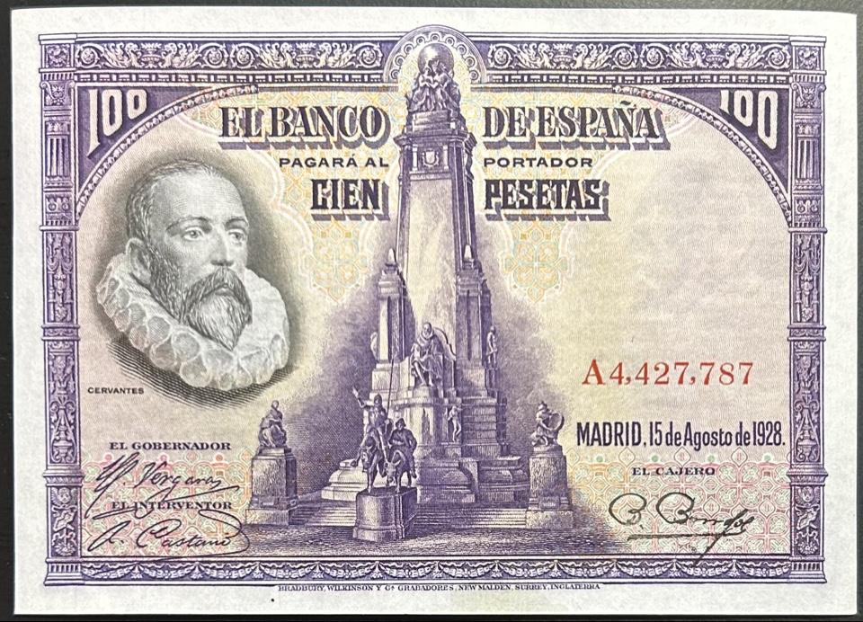 Испания 100 песет 1928 год ПРЕСС/UNC