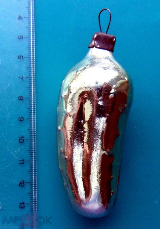 ОГУРЕЦ ОГУРЧИК. стекло --- TLR --  старая елочная игрушка ЛЮКС!!!