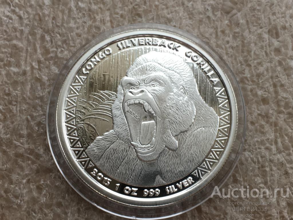 Конго 5000 франков 2015 Горилла СЕРЕБРО