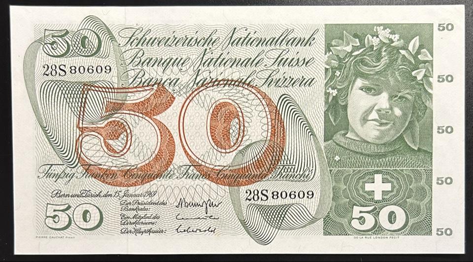 Швейцария 50 франков 1969 год ПРЕСС/UNC