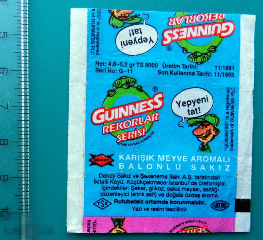ВКЛАДЫШ от жвачки упаковка обертка Dandy Guinness Turkey -- cS (14а) -- комиксы //2//