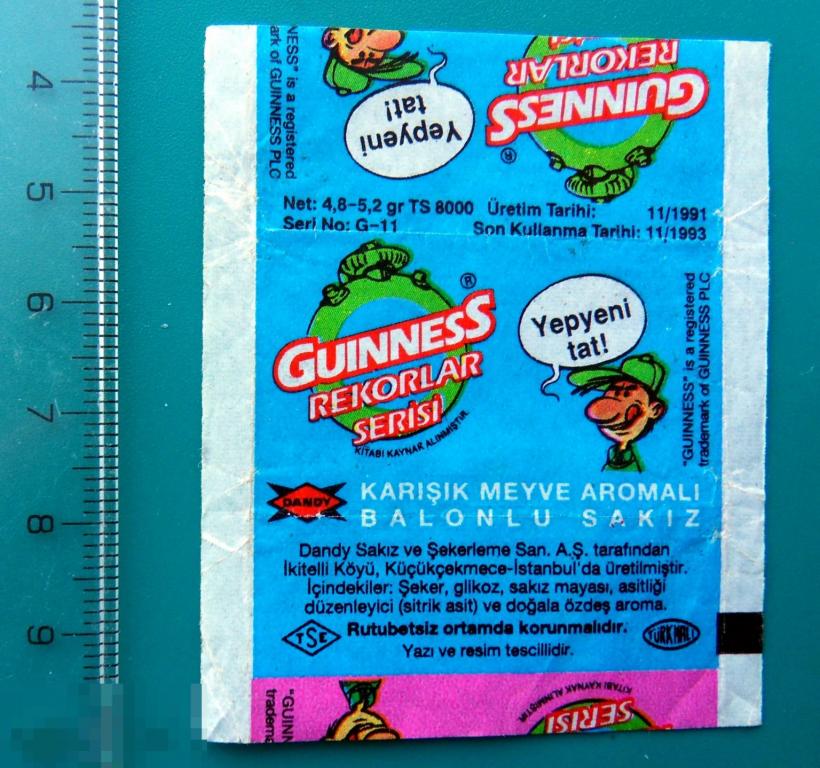 ВКЛАДЫШ от жвачки упаковка обертка Dandy Guinness Turkey -- cS (14а) -- комиксы //1//