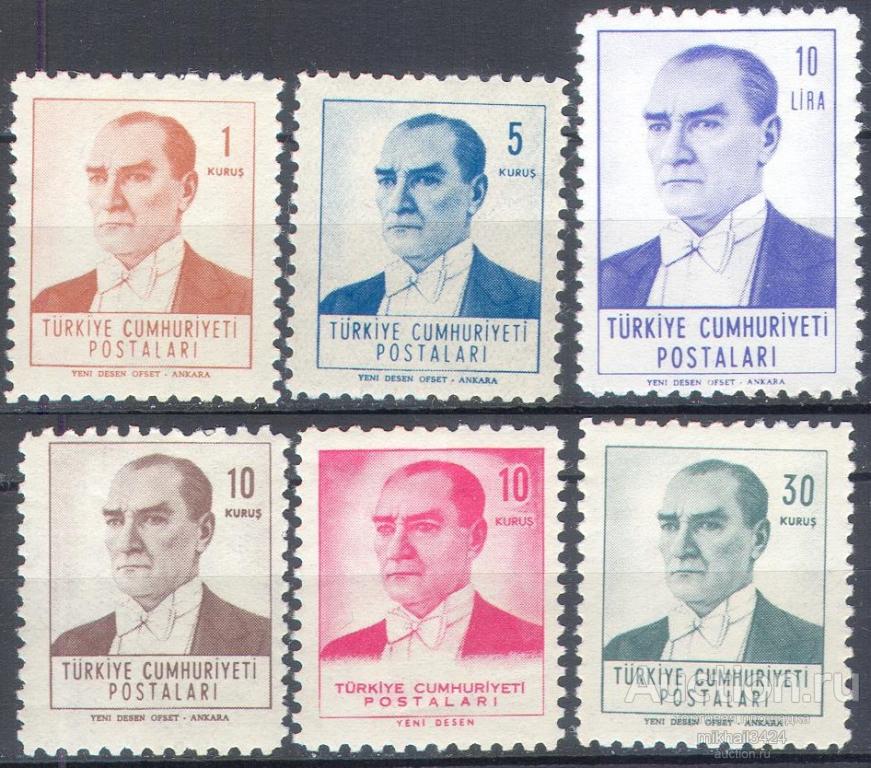 С1427 ✅ Стандарт Политика Президенты Ататюрк 1961 Турция 6м п/с ** 32МЕ