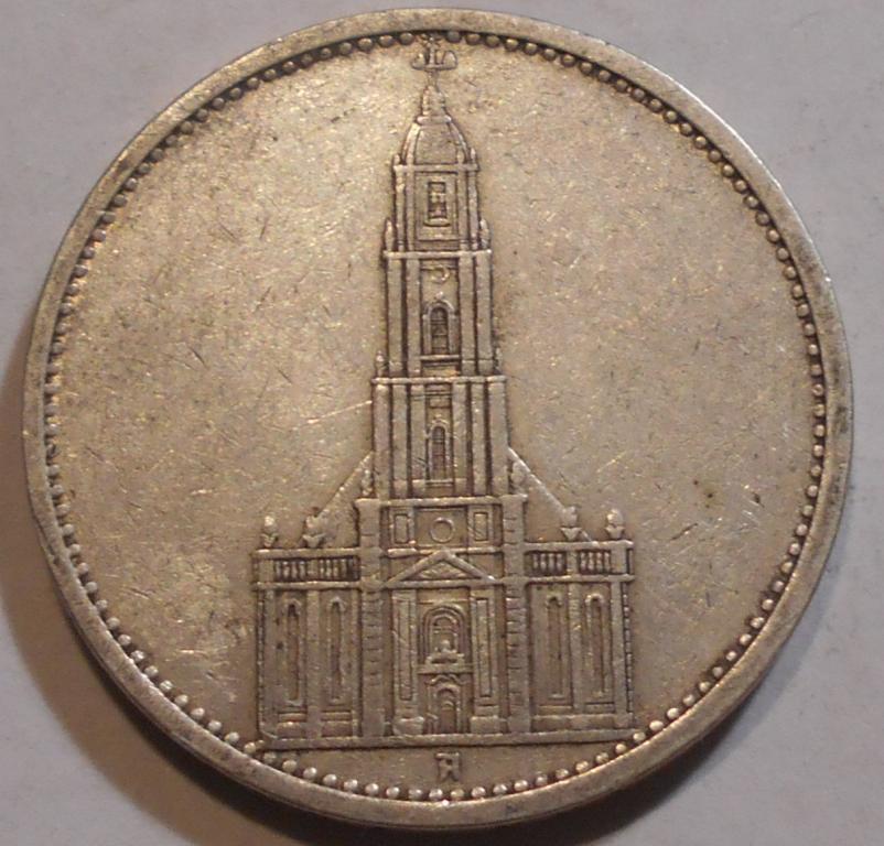 5 марок 1935 год А германия  серебро