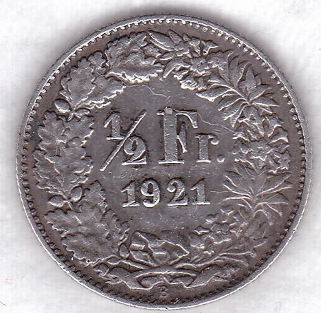 Швейцария 1/2 франка 1921