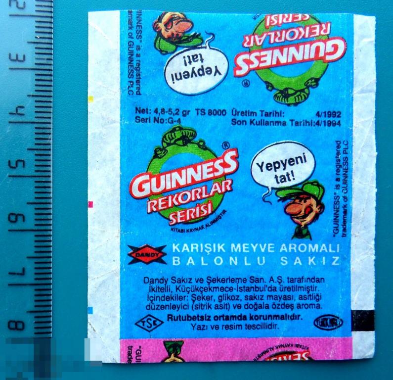 ВКЛАДЫШ от жвачки упаковка обертка Dandy Guinness Turkey -- cS (143а) -- комиксы //1//