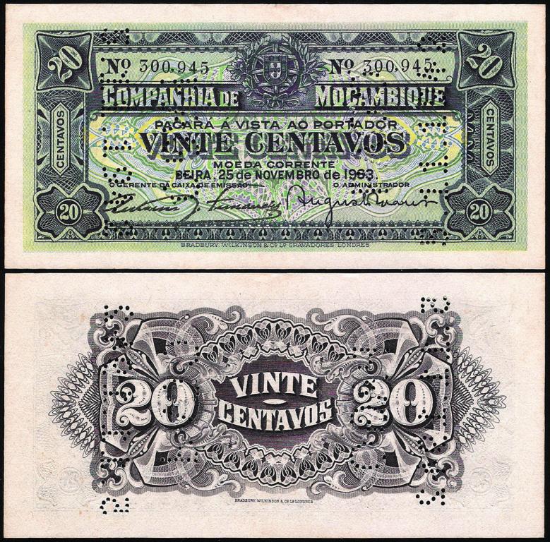 Мозамбик 20 сентаво 1933 год. UNC