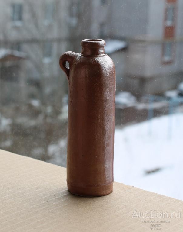 Бутылка глиняная Рижский бальзам Росссийская империя малый размер 12.5 см отличная