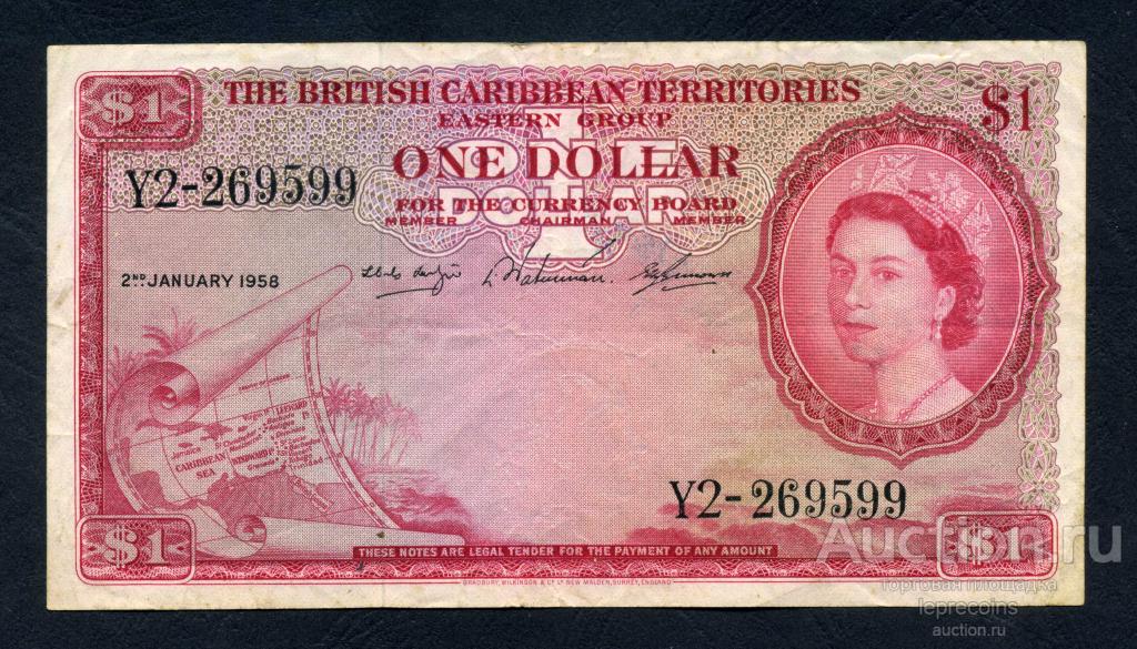 Британские Карибские Территории 1 доллар 1958 г.; P#7с