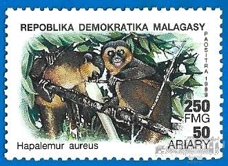 Мадагаскар 1989 MiNr 1220. Лемуры** (0.90 € | $ 1) MNHOG (ЧБН)