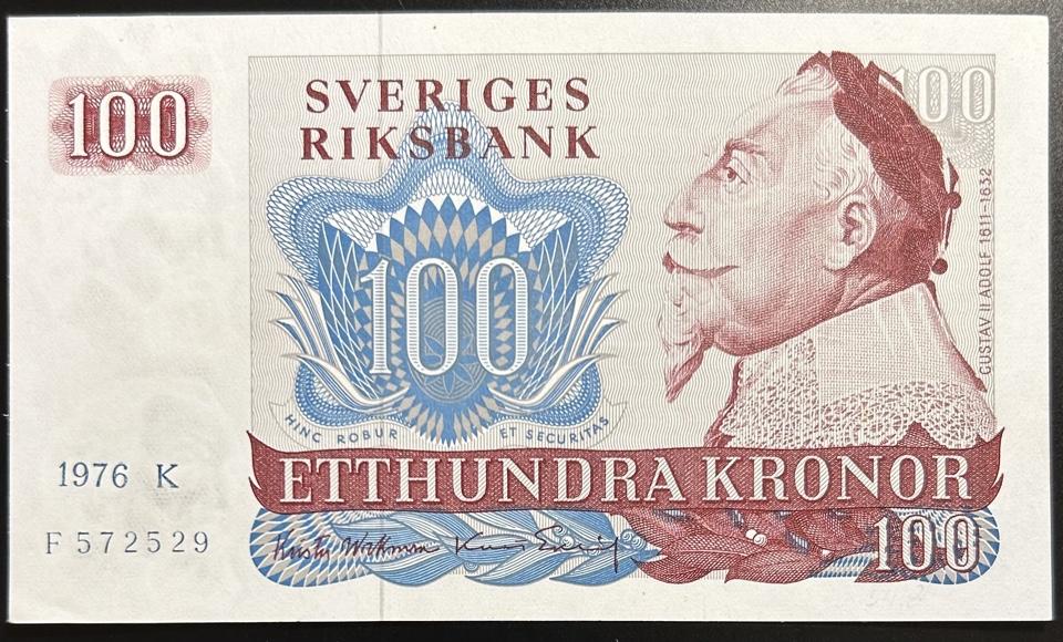 Швеция 100 крон 1972 год UNC-