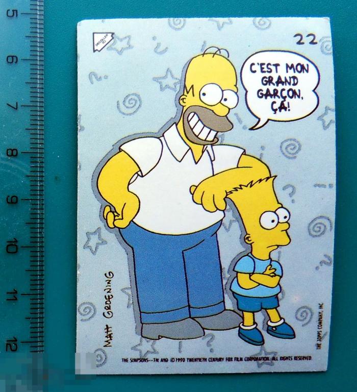 вкладыши комиксы The Simpsons (cards) Topps, 1990 (СИМПСОН) 1 штука cS (339а)  ..№22..