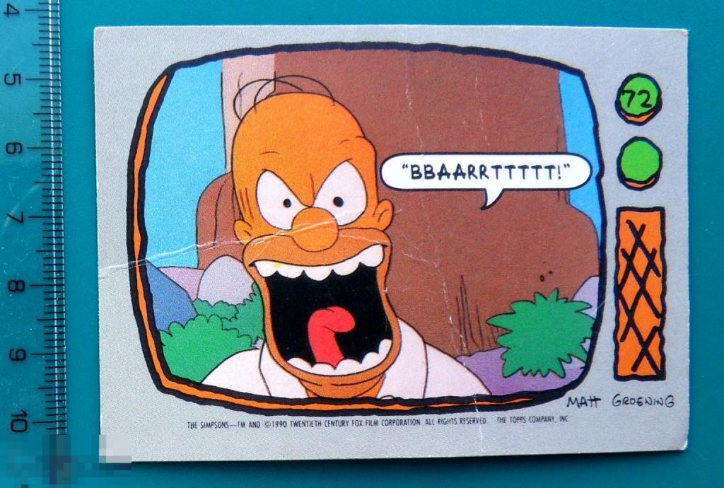 вкладыши комиксы The Simpsons (cards) Topps, 1990 (СИМПСОН) 1 штука cS (339а)  ..№72..