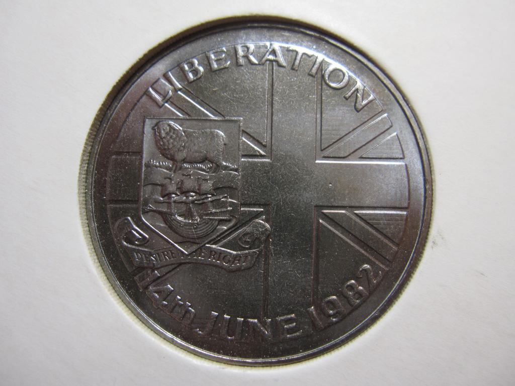 Фолклендские острова 50 пенсов 1982 Освобождение - 14 июня 1982 UNC! в конверте
