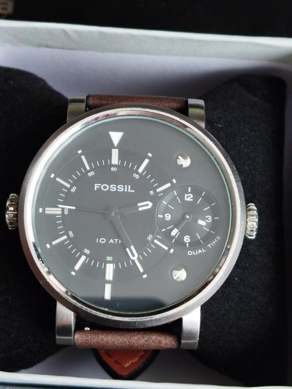 КРУПНЫЕ ЧАСЫ FOSSIL FS-4244.ДВОЙНОЕ ВРЕМЯ.