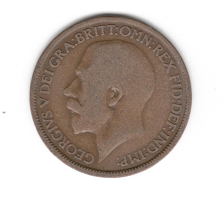 Англия Великобритания 1/2 пенни 1913 Георг V бронза