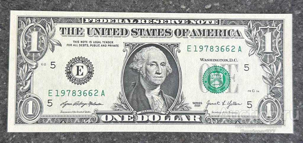 США 1 ДОЛЛАР 2021  5E ( РИЧМОНД )  БЛОК E-A   'UNC!!!' (см.фото)
