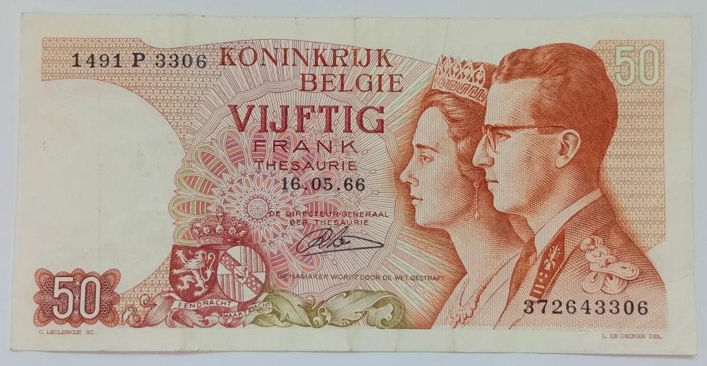 Бельгия 50 франков 1966 (С6)