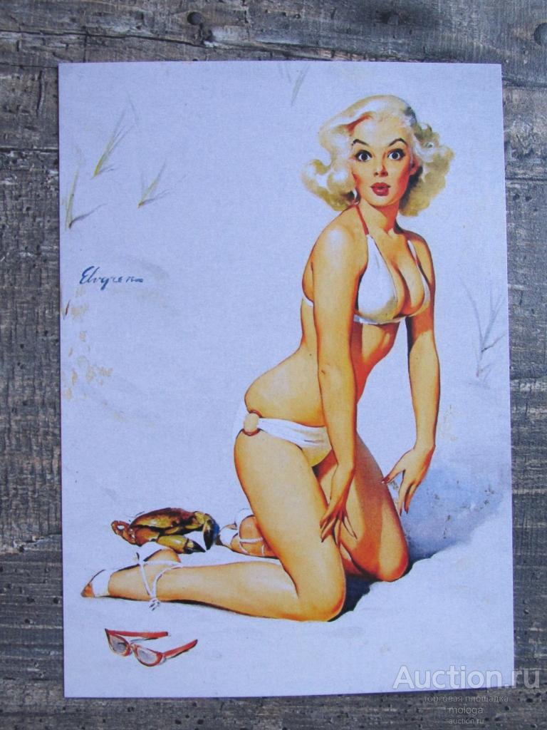 открытка эротика  пин-ап девушка  Джил Элвгрен ЭП-3 живопись