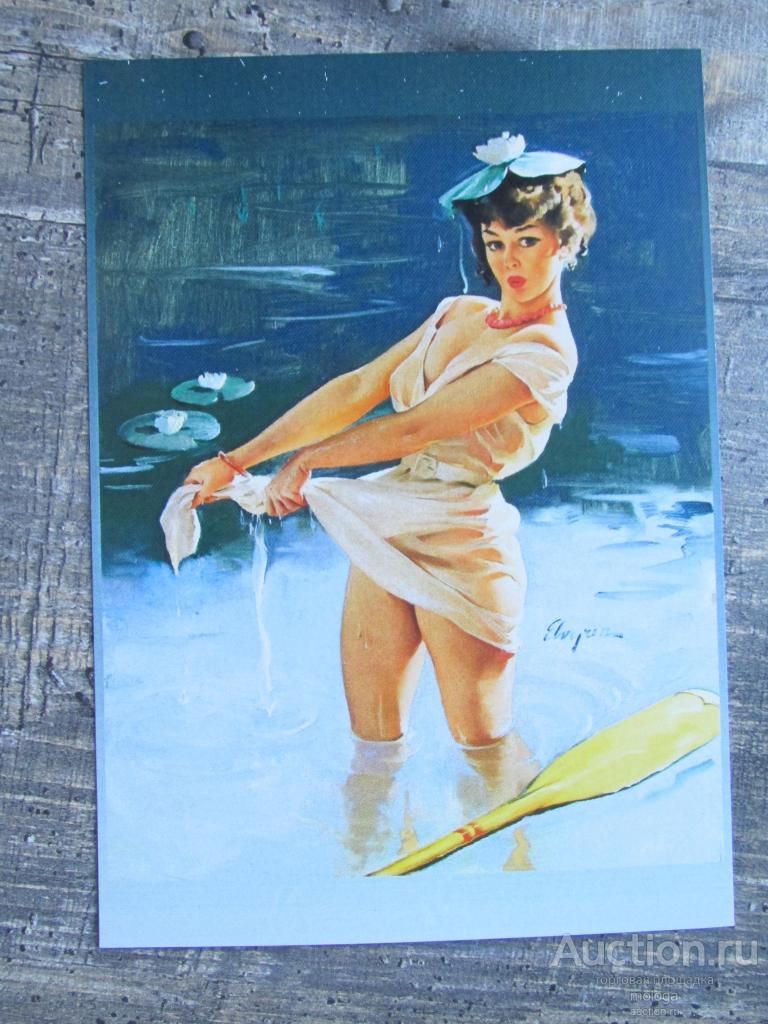 открытка эротика  пин-ап девушка  Джил Элвгрен ЭП-3 живопись