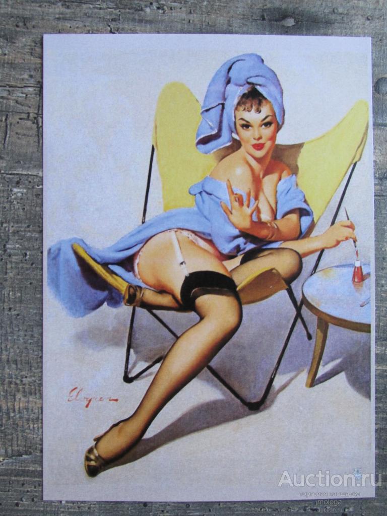 открытка эротика  пин-ап девушка  Джил Элвгрен ЭП-3 живопись