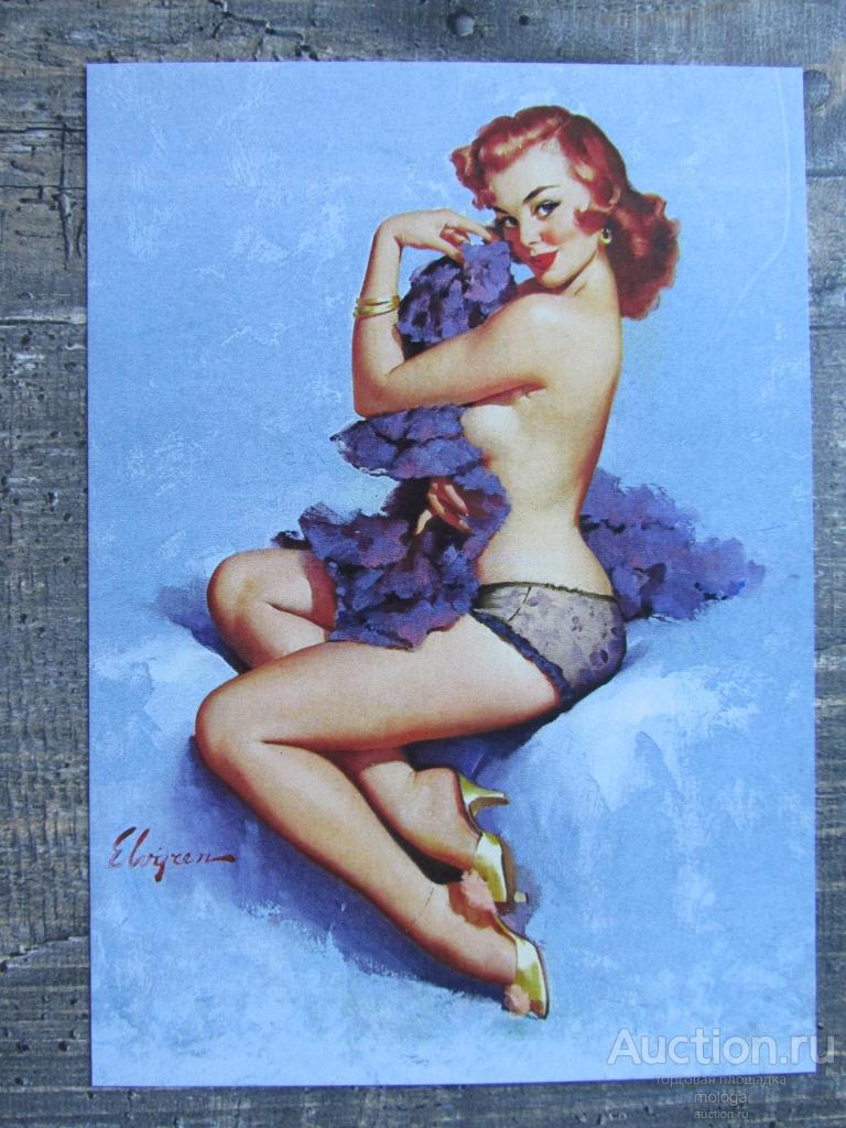 открытка эротика  пин-ап девушка  Джил Элвгрен ЭП-3 живопись