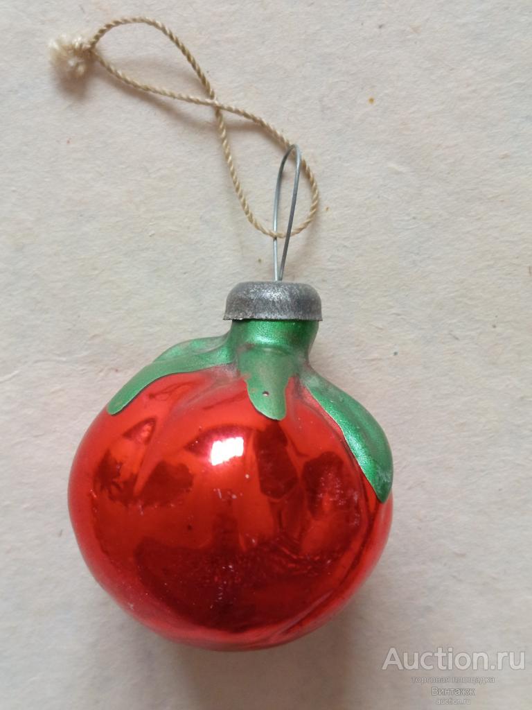 Елочная игрушка Помидор стекло СССР
