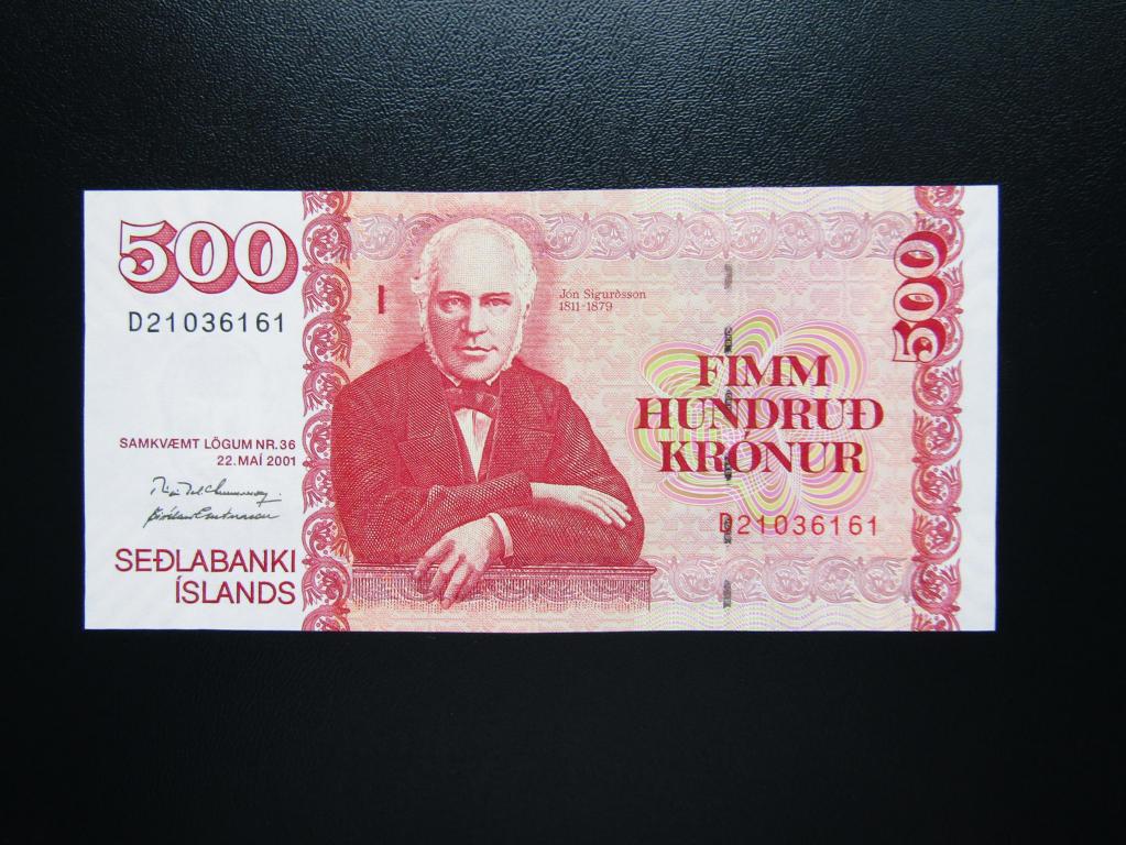 Исландия - 500 крон 1994-2001г. Р-55а.9.  UNC.