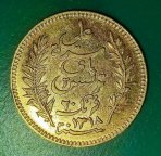 Французский Тунис 20 франков 1900 г. Золото.AU.KM#227. 6.45гр*0.900