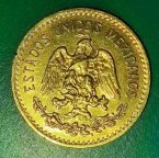 Мексика (Мексиканские Соединённые Штаты) 5 песо 1920 г. Золото.AU.KM#464. 4,17гр*0.900