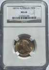 РЕДКОСТЬ!!! Золотая Монета 1 Соверен 1897 г., Австралия, Виктория, В слабе NGC MS 64 !!! С РУБЛЯ