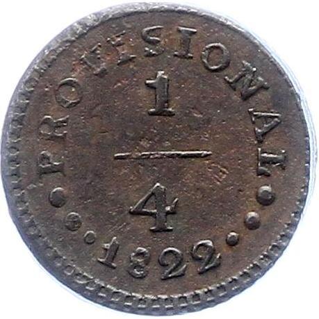 MC22 KM#135 Перу 1/4 реала 1822 PROVISIONAL (1821-1823) Cu
